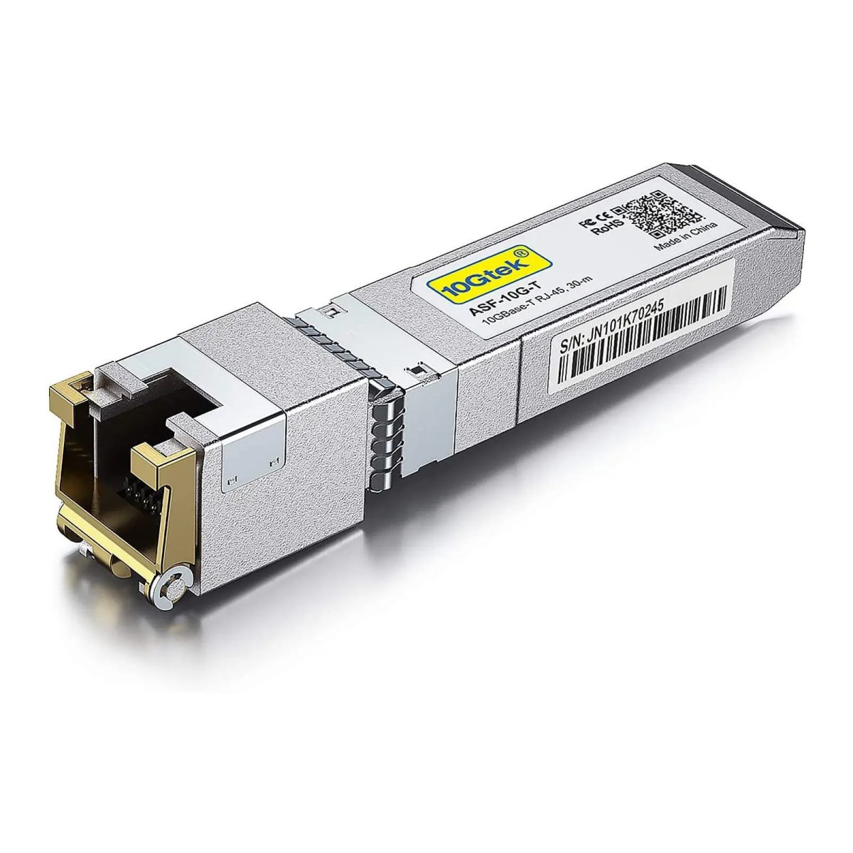وحدة إرسال واستقبال 10GBase-T SFP+ Transceiver بسرعة 10 جيجابت، تعمل عبر كابل نحاسي RJ-45، وتدعم وصلات CAT.6a حتى 30 متر، ومتوافقة مع أجهزة Cisco. - ASF10GTCSC
