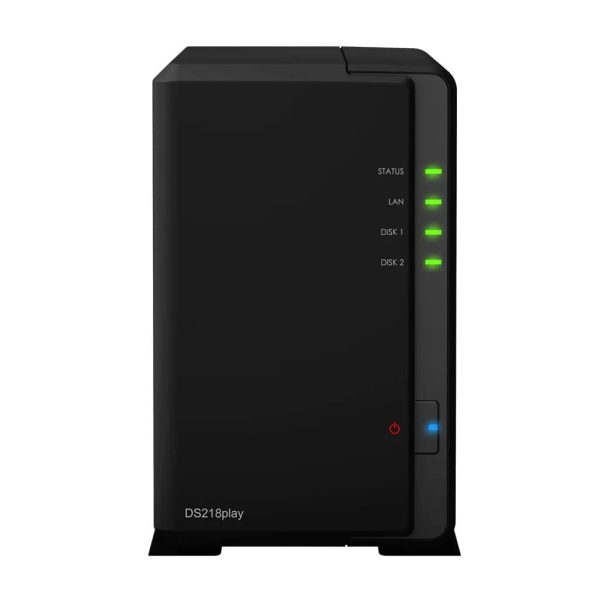 هيكل تخزين شبكي Synology DiskStation DS218play بسعة فتحتين NAS (بدون أقراص).
