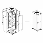 3D CAD exploded assembly drawing of ProRack PR-FV6118 18U standing server rack
