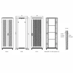 Multi-view elevation CAD technical drawing for ProRack 18U PR-FV6118 rack dimensions