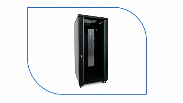 ProRack 22U 600x600 standing network rack PR-FG6622 black cabinet with glass door