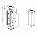 3D CAD exploded view assembly drawing of ProRack PR-FV6142 42U standing server cabinet