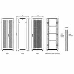 Multi-view elevation CAD technical drawing for ProRack 42U PR-FV6142 standing rack