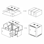Flat-pack packaging layout and component box diagram for ProRack PR-W6406 6U cabinet
