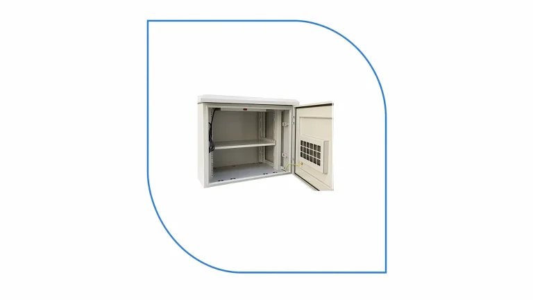 ProRack 9U outdoor wall mount cabinet 600x450 IP65 PR-OD6409 white enclosure with door open