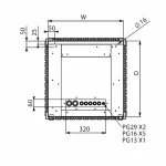 Technical dimensional blueprint drawing for ProRack 9U PR-OD6409 outdoor cabinet