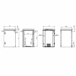 Multi-view elevation CAD technical drawing for ProRack 9U PR-OD6409 outdoor enclosure